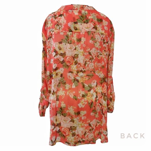 KUT FROM THE KLOTH Coral Floral Blouse Top Plus Size 2X Summertime Loose Comfy - Picture 2 of 13